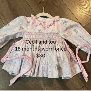 Cecil and Lou smocked Christmas outfit